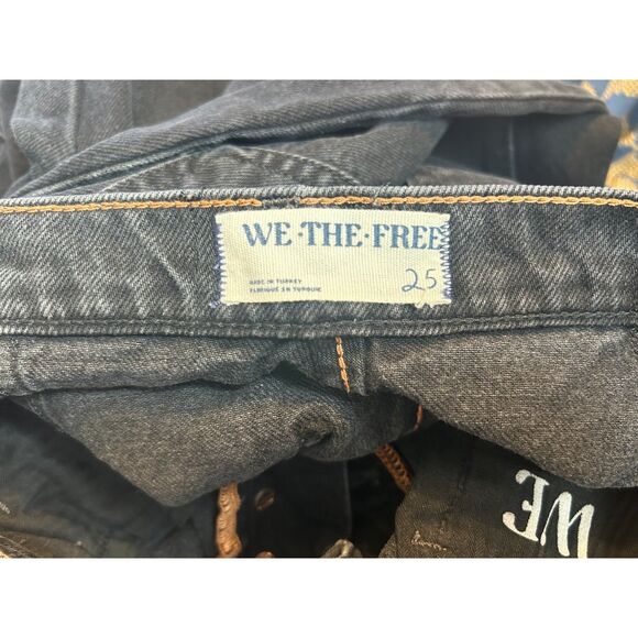 Free People We The Free Lucky You Mid Rise Barrel Jeans Black Size 25 Boho Black - Picture 4 of 4
